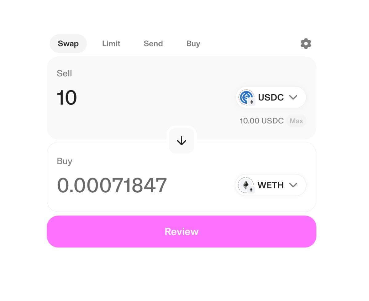 Swapping USDC to WETH