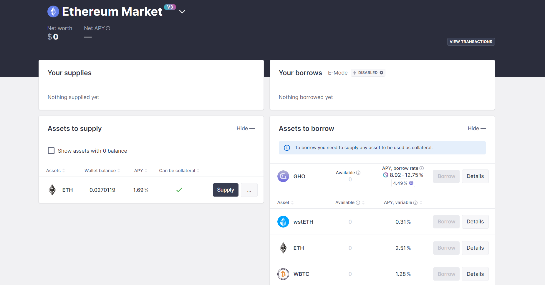 Lending and Borrowing on AAVE